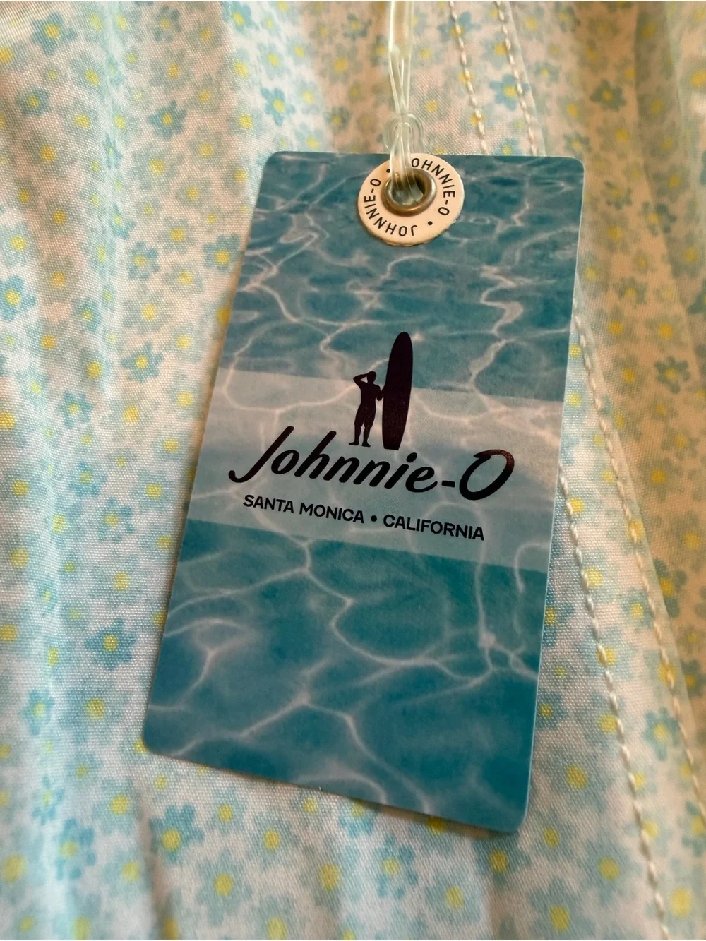 johnnie-O Pale Blue Micro-Print Swim Trunks